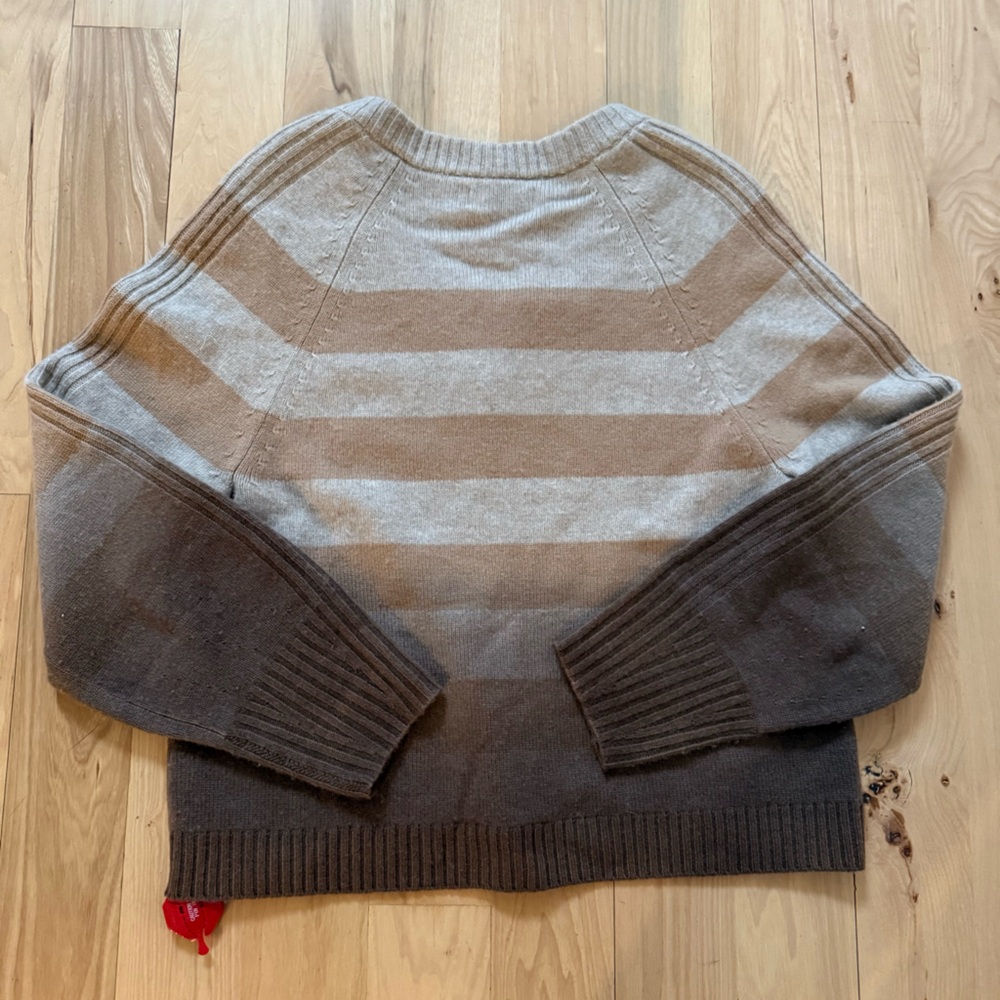 NWT NAADAM Dip Dye V-Neck Wool Cashmere Brown Stripe Sweater Size S - Picture 5 of 9